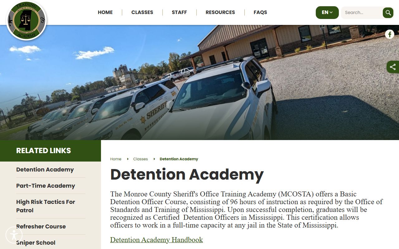 Monroe County Detention Facility detention officer training information